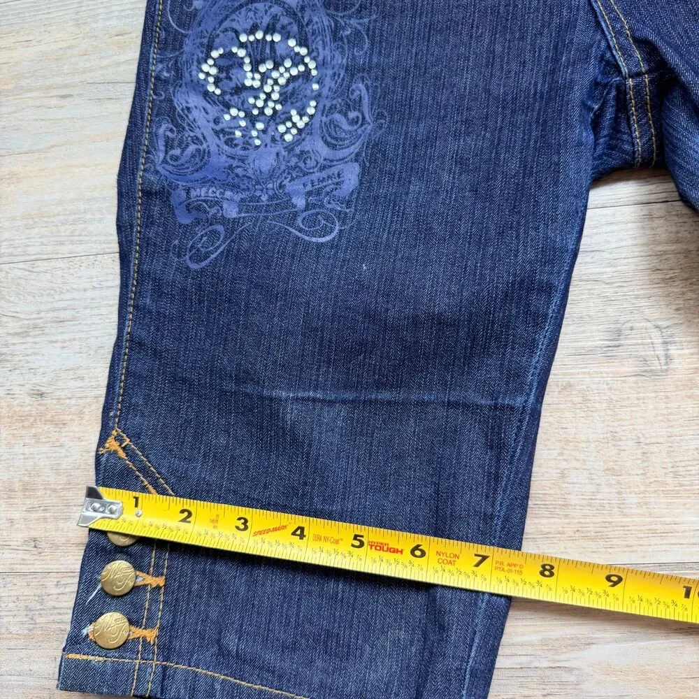 Y2K Urban Streetwear Mecca Femme Denim Bermuda Shorts Bling Pockets Size 7/8